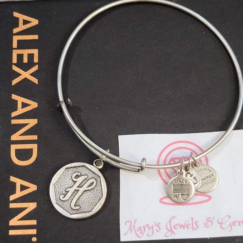 Alex and Ani letter H initial charm bracelet